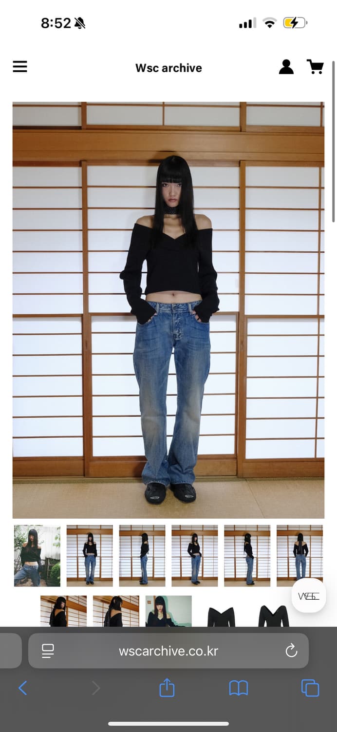 [새것 정가 6.8] Deep V neck 블랙 브이넥 랩니트 오프숄더  상품이미지2