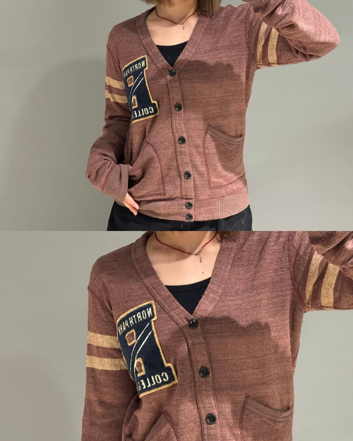 stitch detail line point cardigan 상품이미지1