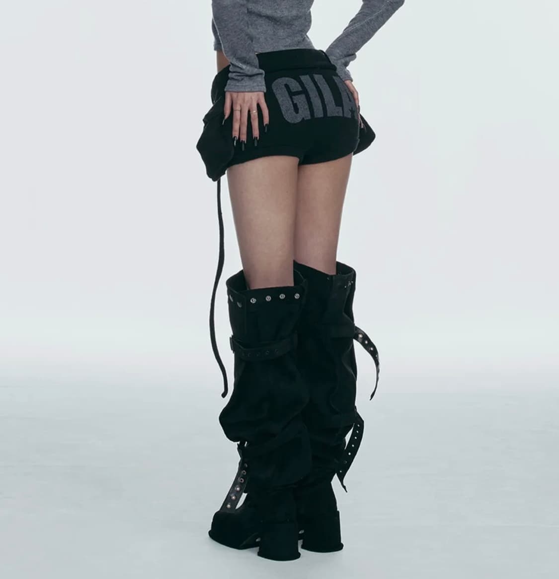 스웨이드 버클 하이 부츠 블랙 <새상품> 상품이미지2