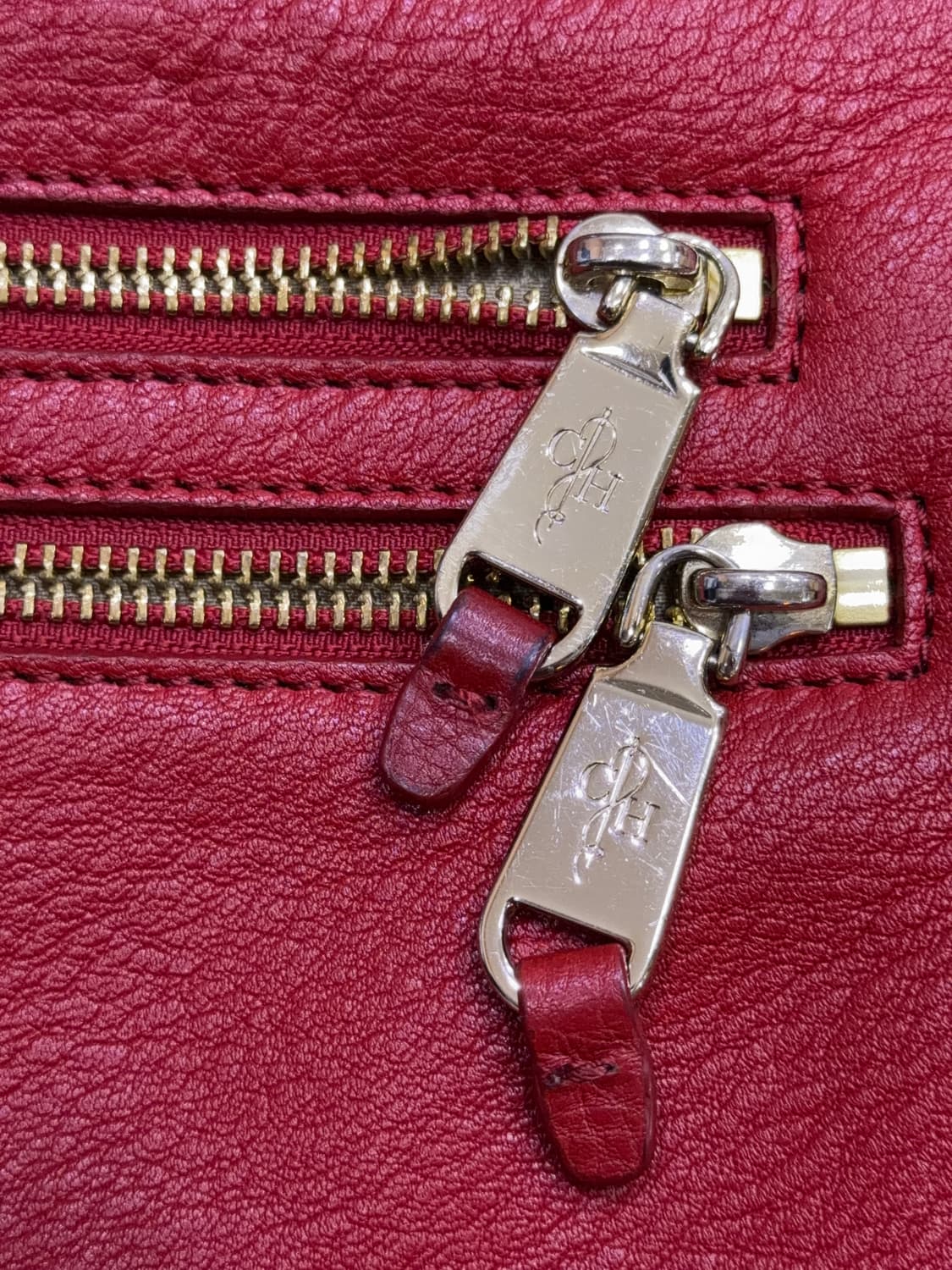 콜한 지퍼 디자인 가죽 레더 크로스바디 크로스백 레드와인 상품이미지4