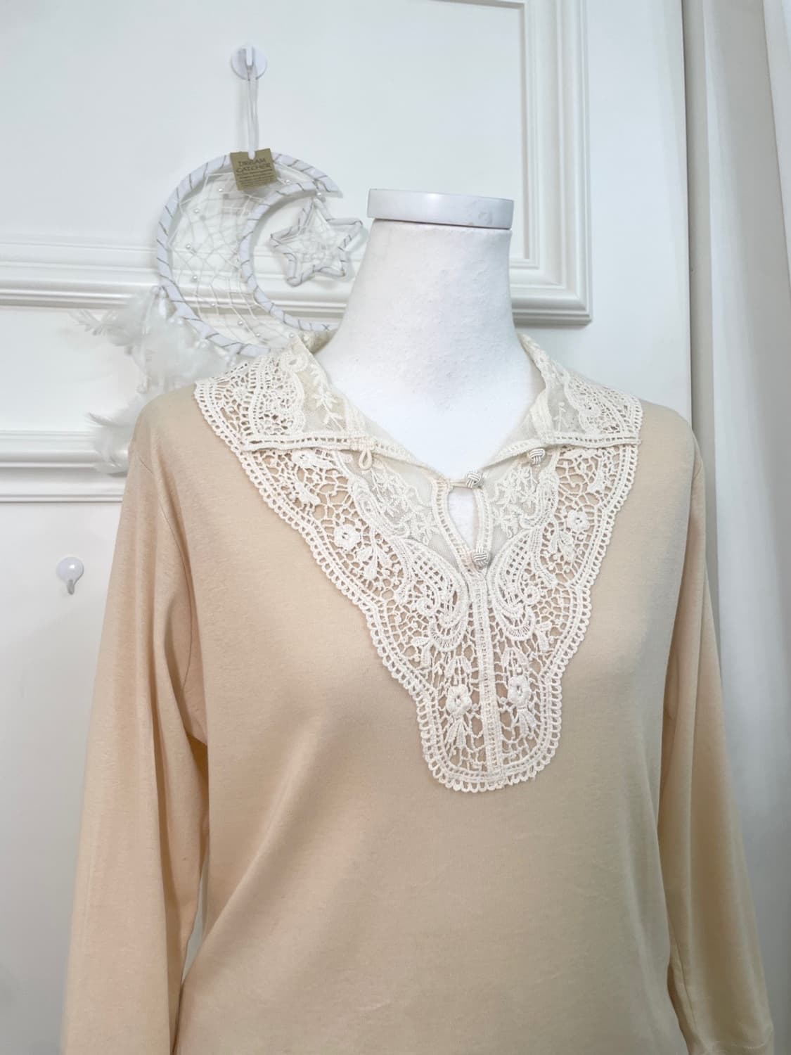 coral cream mori lace collar top 상품이미지6