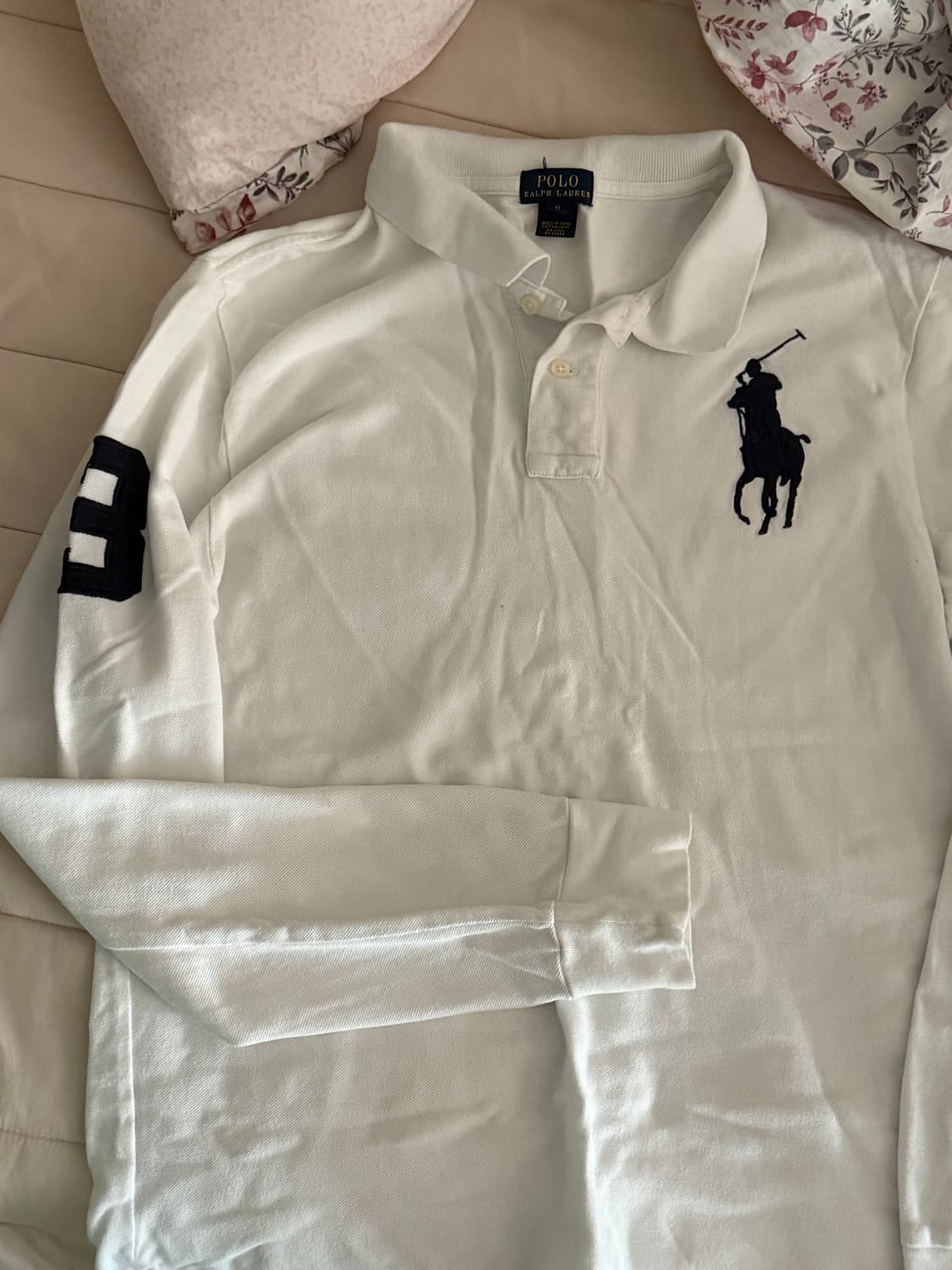 폴로 카라 티셔츠 화이트 긴팔 상품이미지1