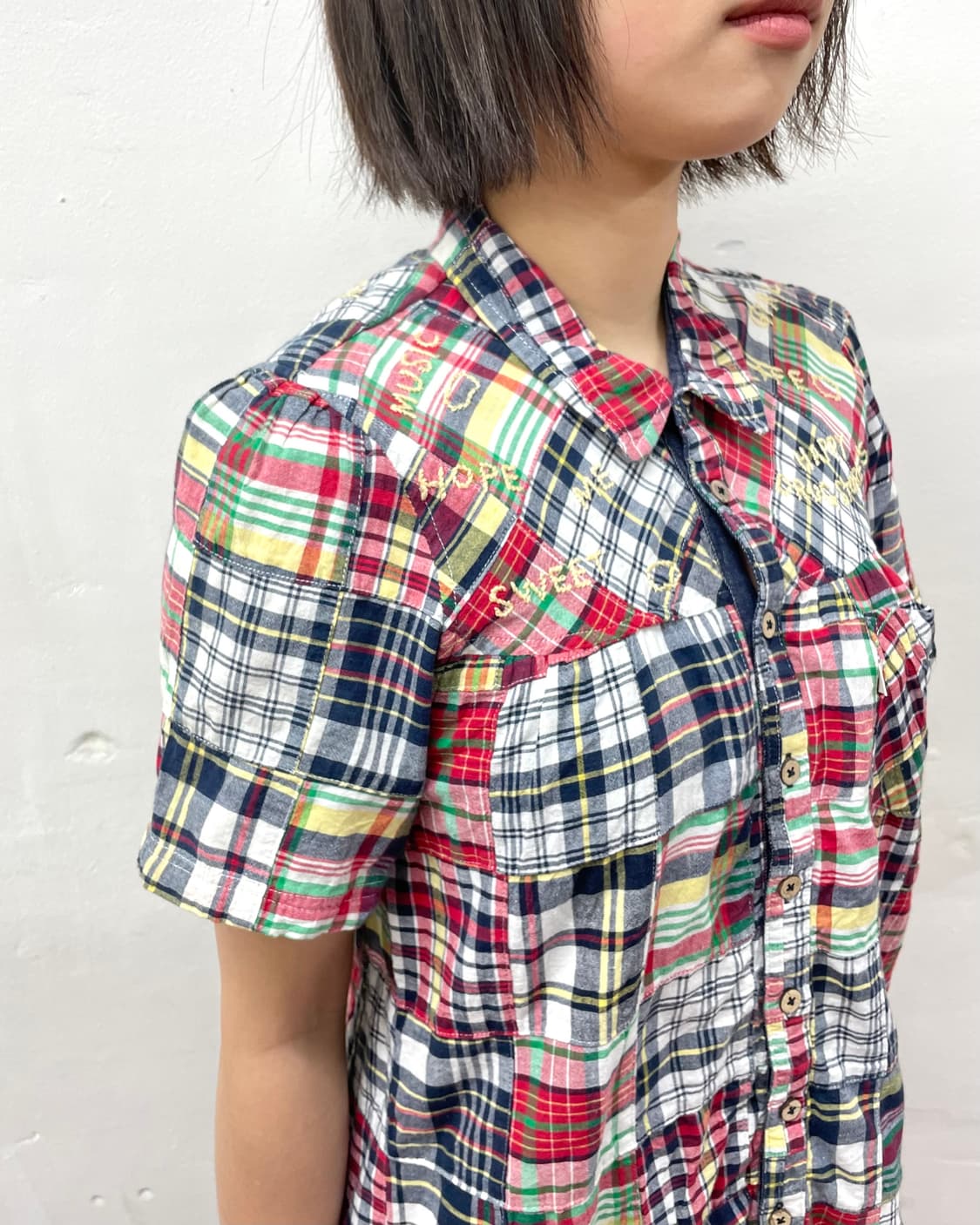  Patchwork Check Shoulder Dress 상품이미지6