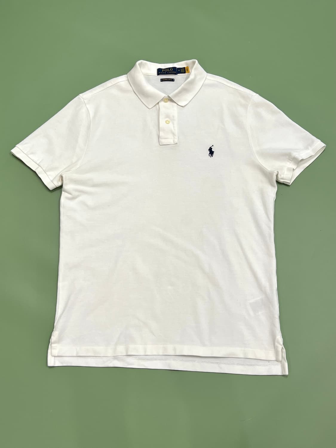 (M) 폴로 랄프로렌 커스텀 핏 PK 카라 티 화이트 상품이미지2