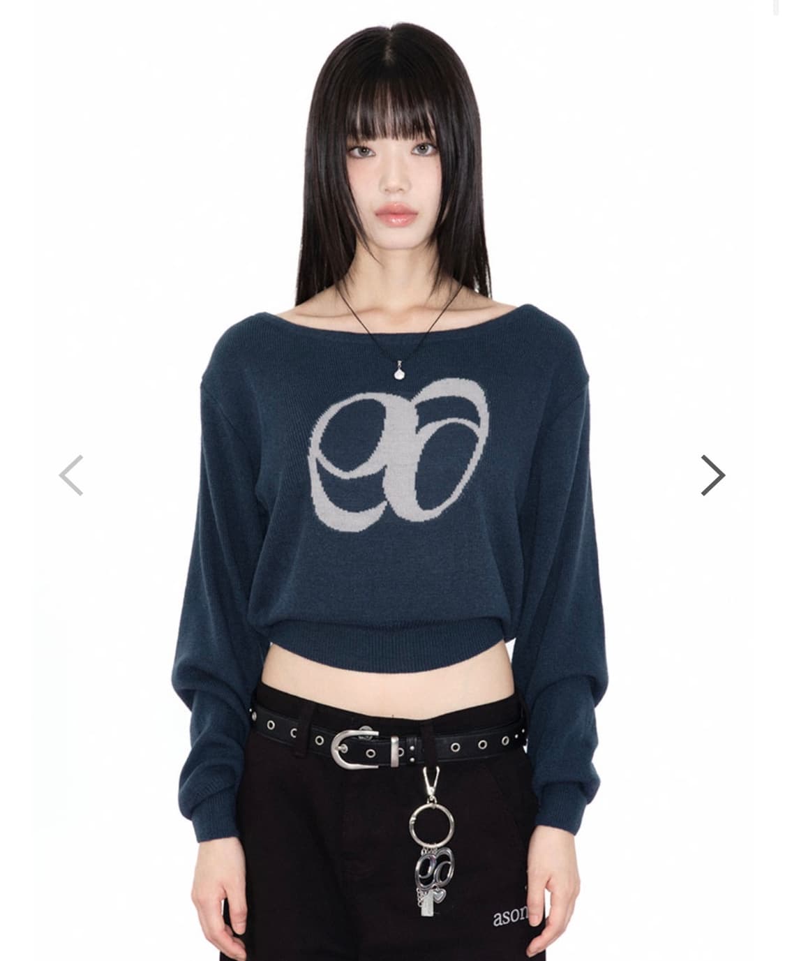 (새상품) 애즈온 BOAT NECK KNIT / BLUE-GREEN 상품이미지1