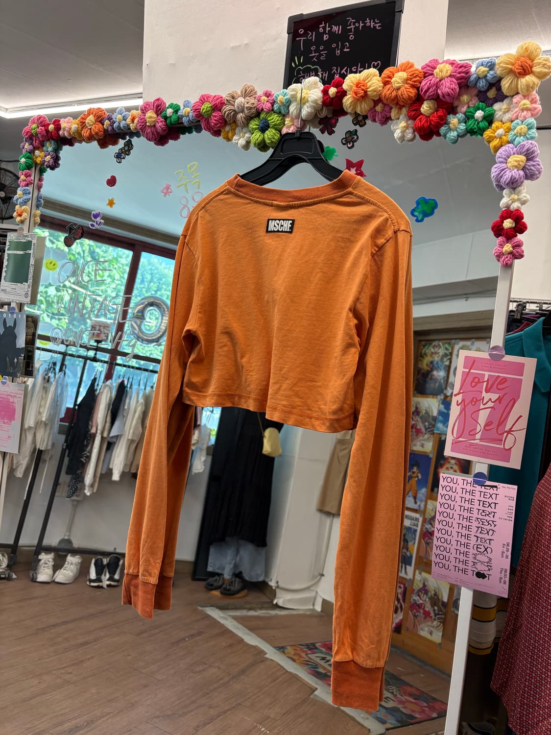 미스치프 크롭 오렌지 긴팔티셔츠 빈티지 Y2K 상품이미지3