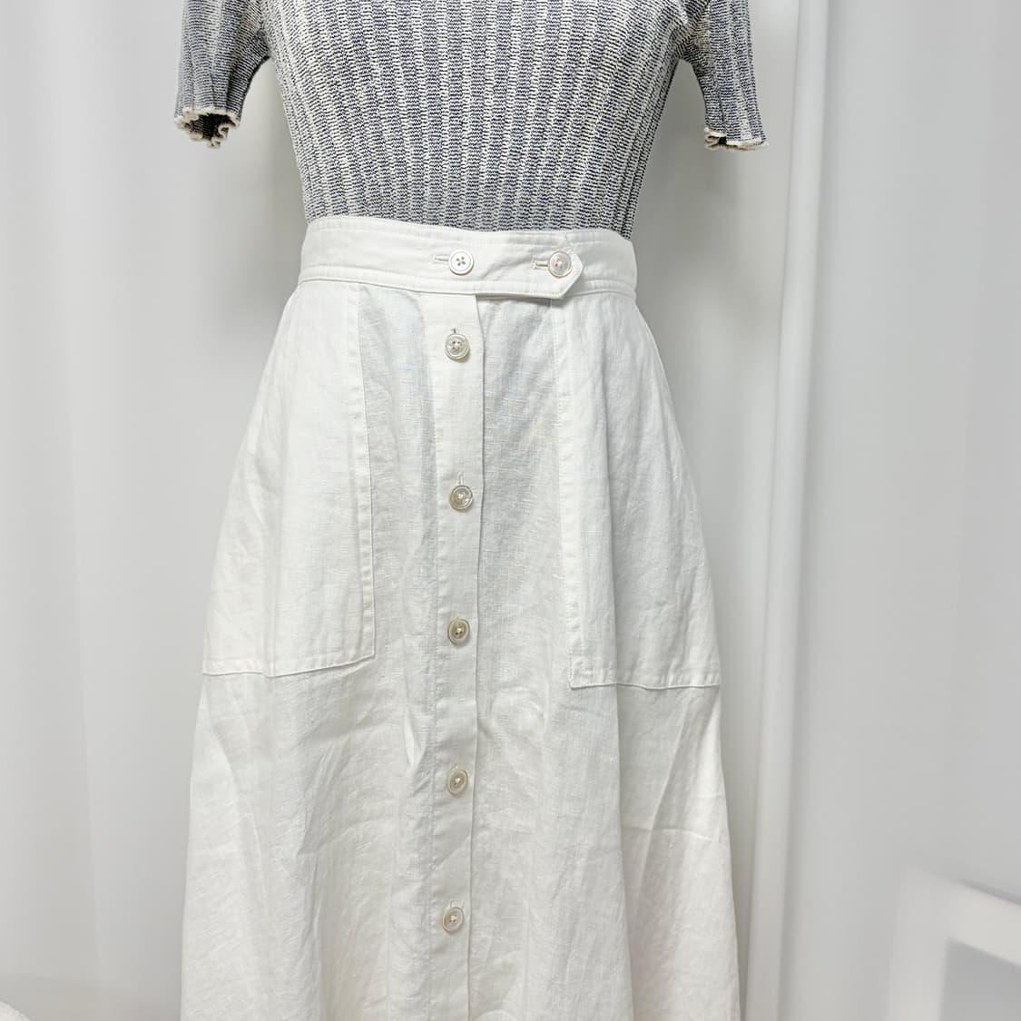 폴로랄프로렌 화이트 린넨 플레어 스커트 상품이미지5