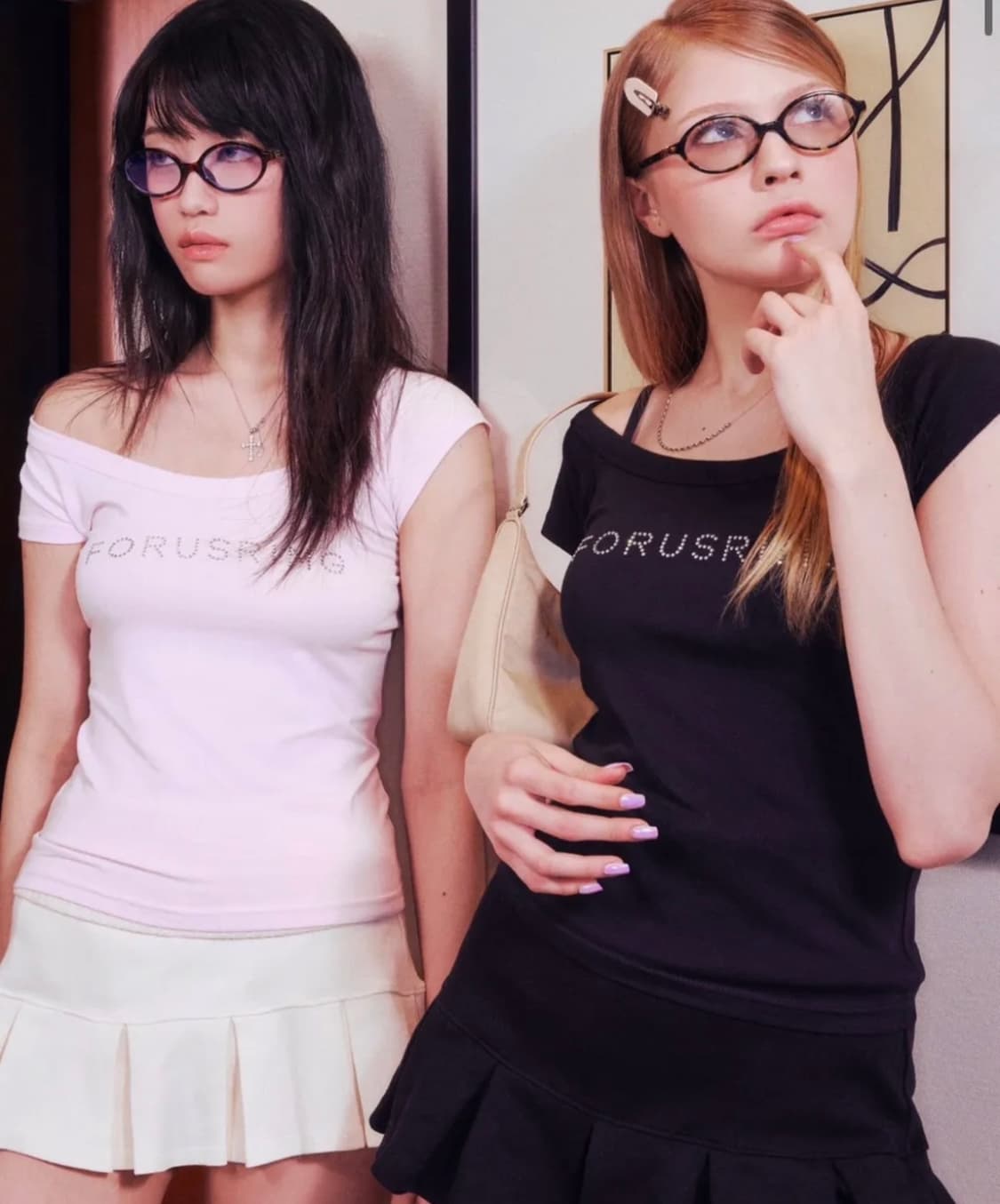 포어링 플리츠 미니 스커트 (블랙) 상품이미지2