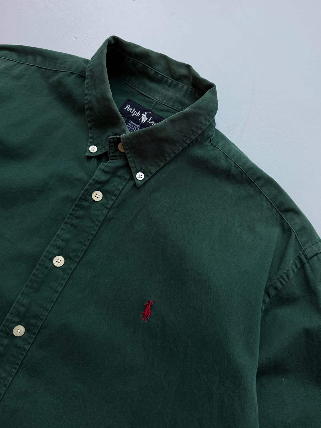 폴로 랄프로렌 90‘s USA 해비코튼 딥그린 셔츠 상품이미지3