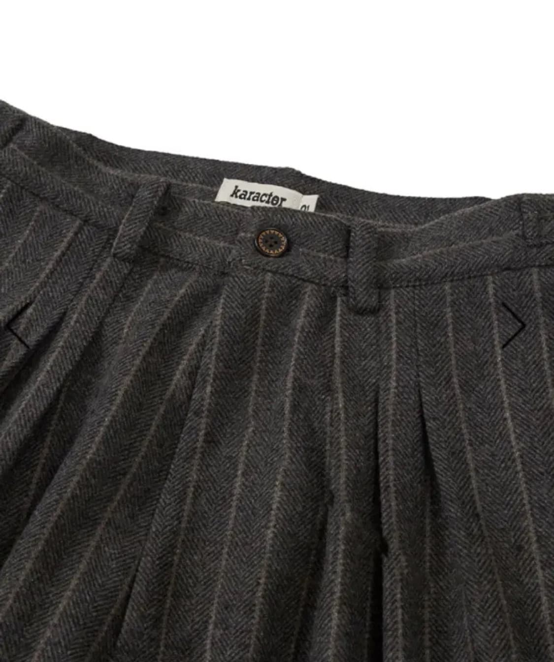[00] karactor 카락터 울 헤링본 플리츠 팬츠 그레이 상품이미지3