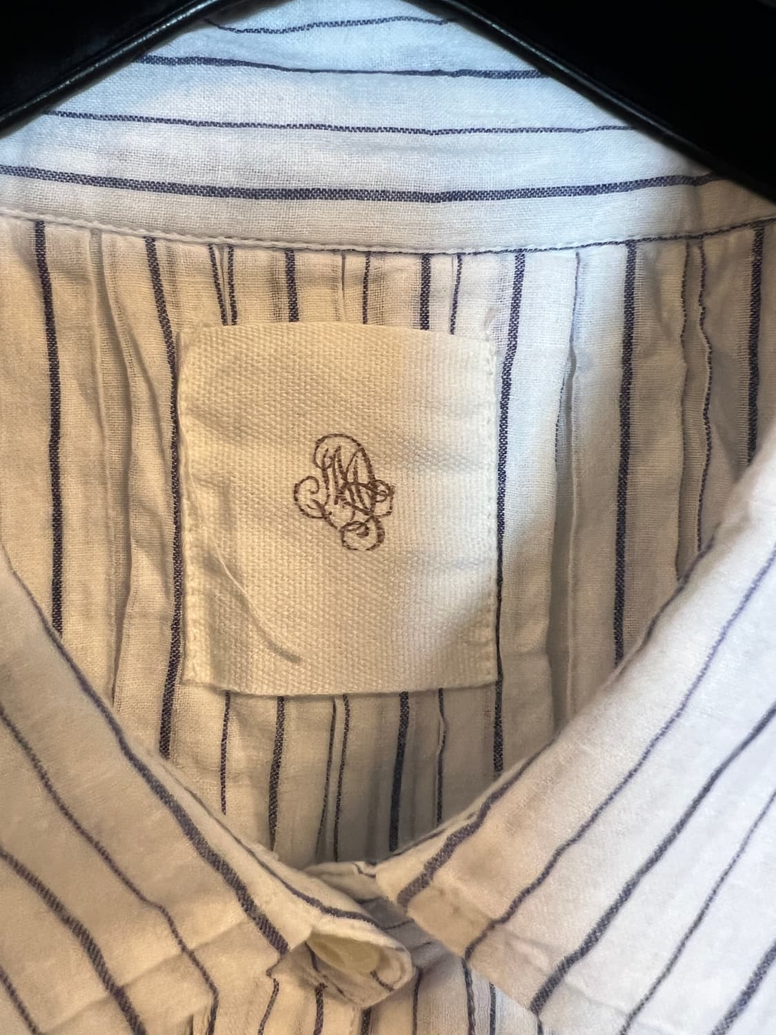 T086 JPN 라이트블루 스트라이프 슬리브리스 셔츠 원피스 OS 상품이미지3