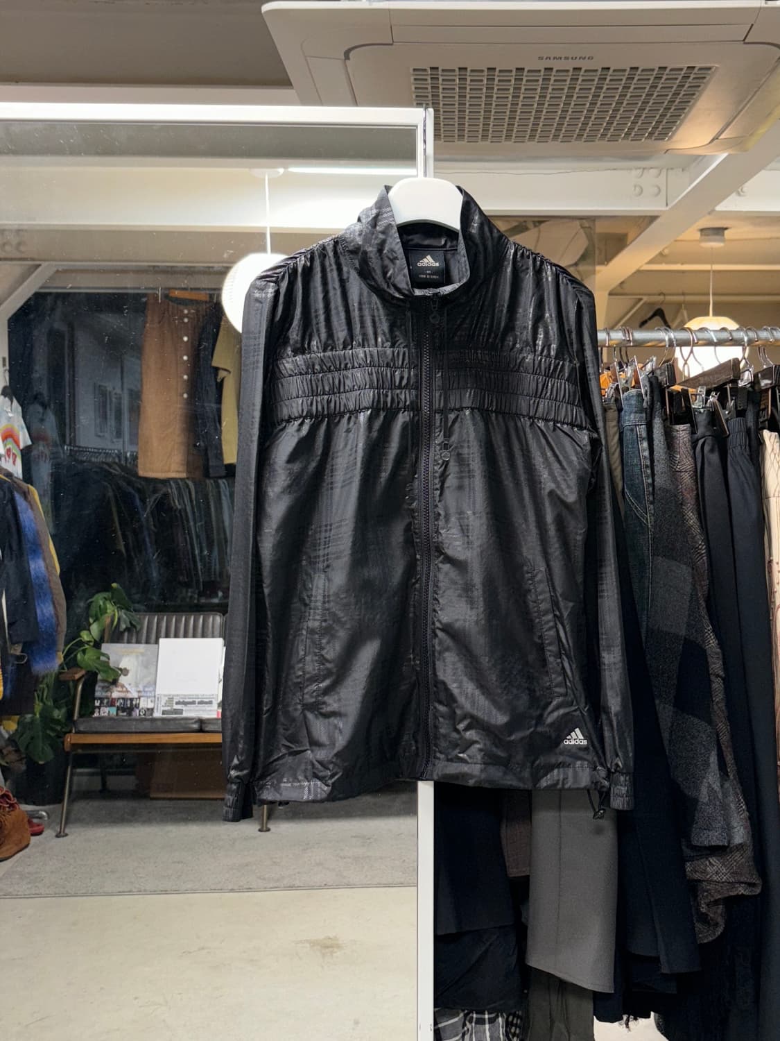 아디다스 글렌체크 셔링 자켓 상품이미지1