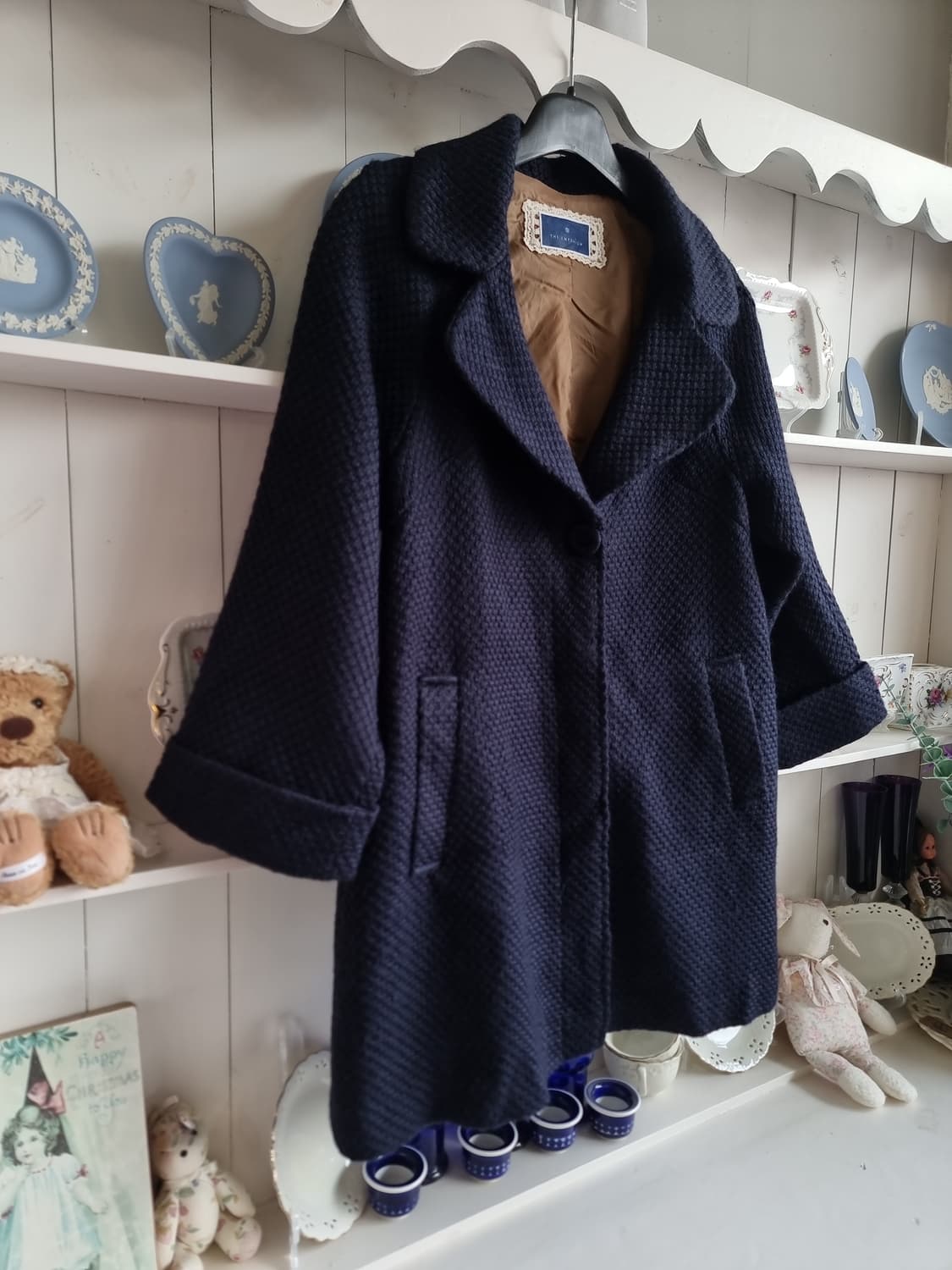 네이비 모직 코트 상품이미지2