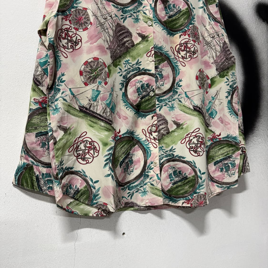 VTG 빈티지 뮤트톤 풀 패턴 폴리 긴팔 셔츠 상품이미지4