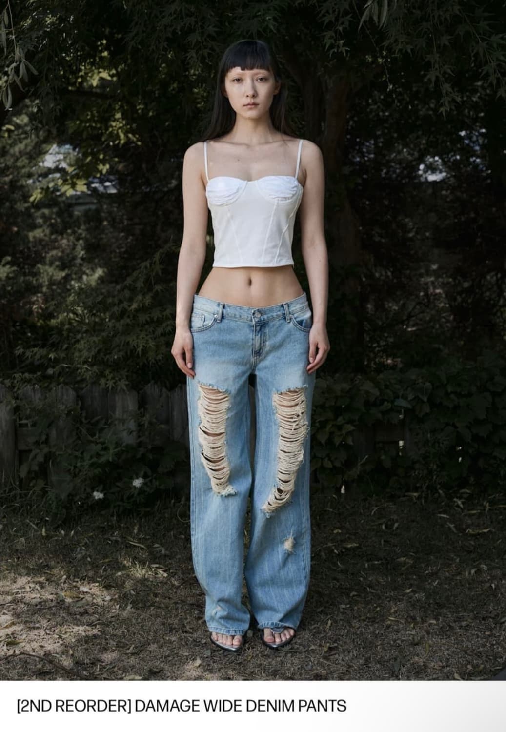 보헤미안서울 데미지 와이드 데님 팬츠 L 상품이미지1