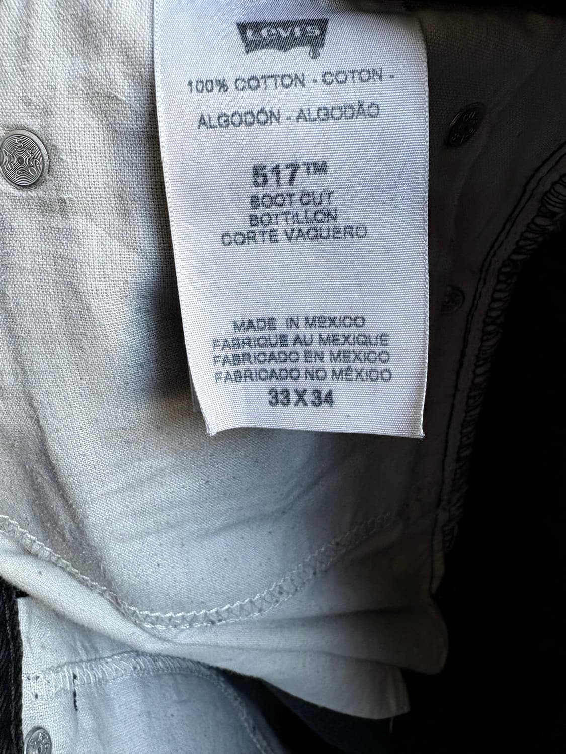 (33x34) 리바이스 00s MEXICO 517 부츠컷 블랙진 블랙 데 상품이미지6