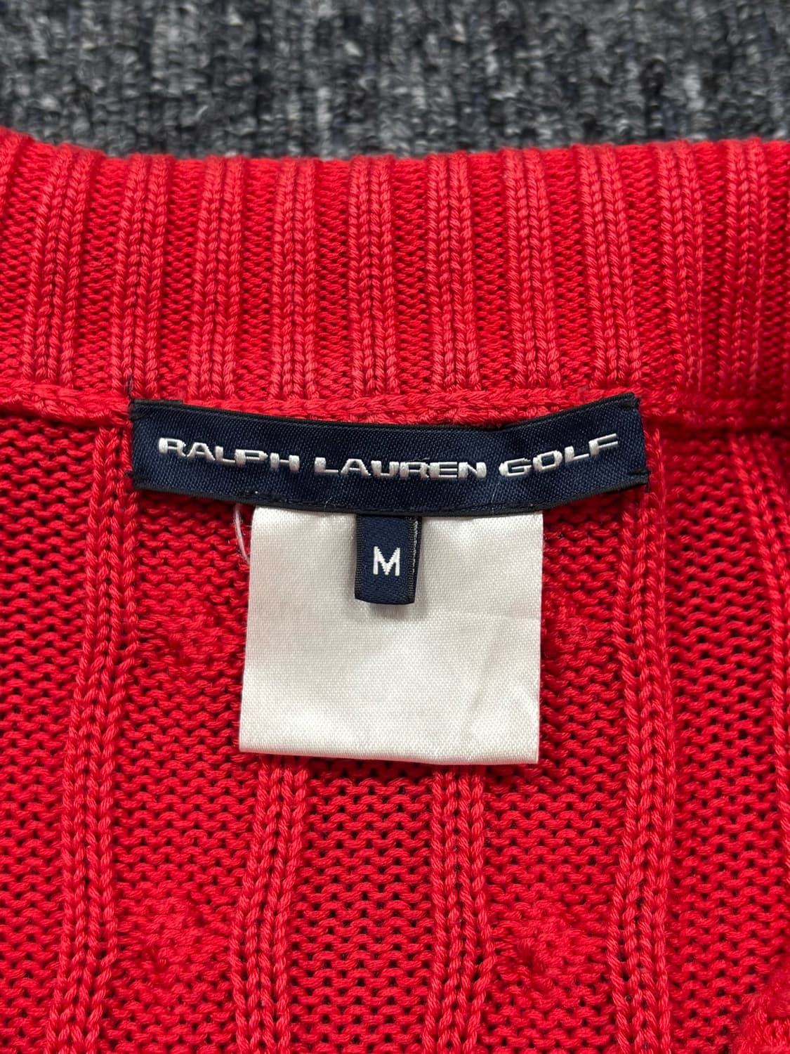 폴로 레드 꽈배기 카라 니트 가디건 상품이미지6