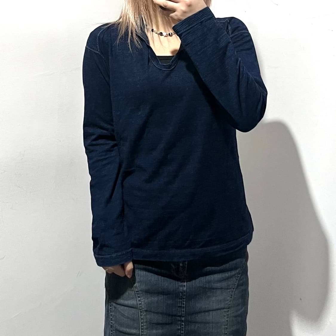 45rpm 데님 브이넥 티셔츠 상품이미지1