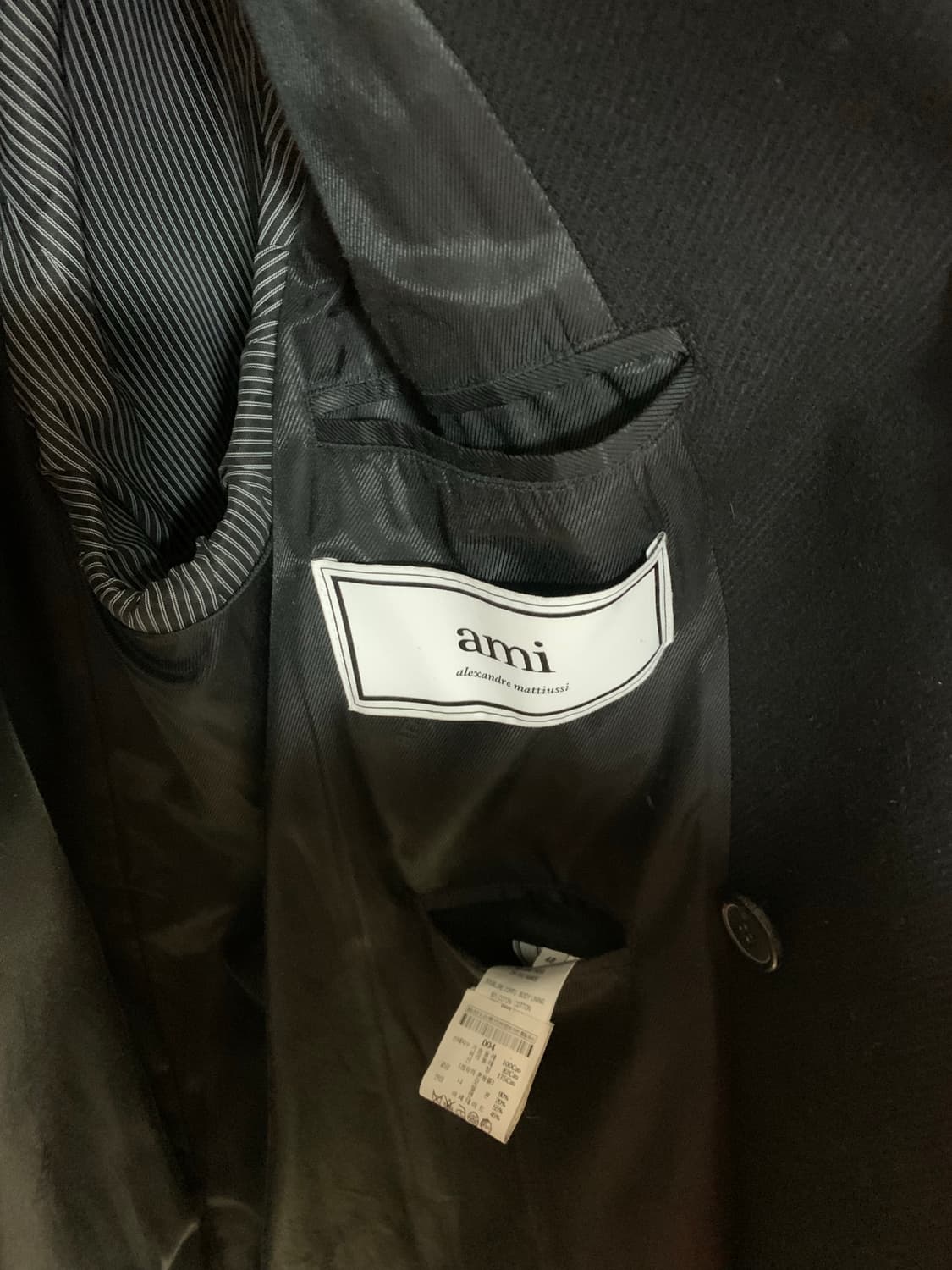 아미 AMI 남성 더블 코트 블랙 48 상품이미지6