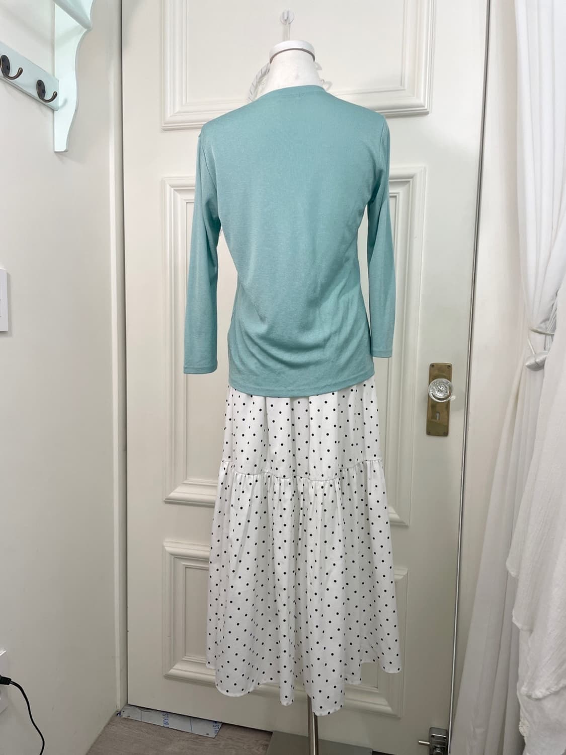white black dot summer long skirt 상품이미지8