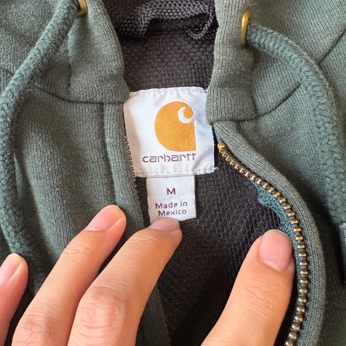 칼하트 정품 써멀 썬 페이딩 그린 후드 집업 상품이미지4