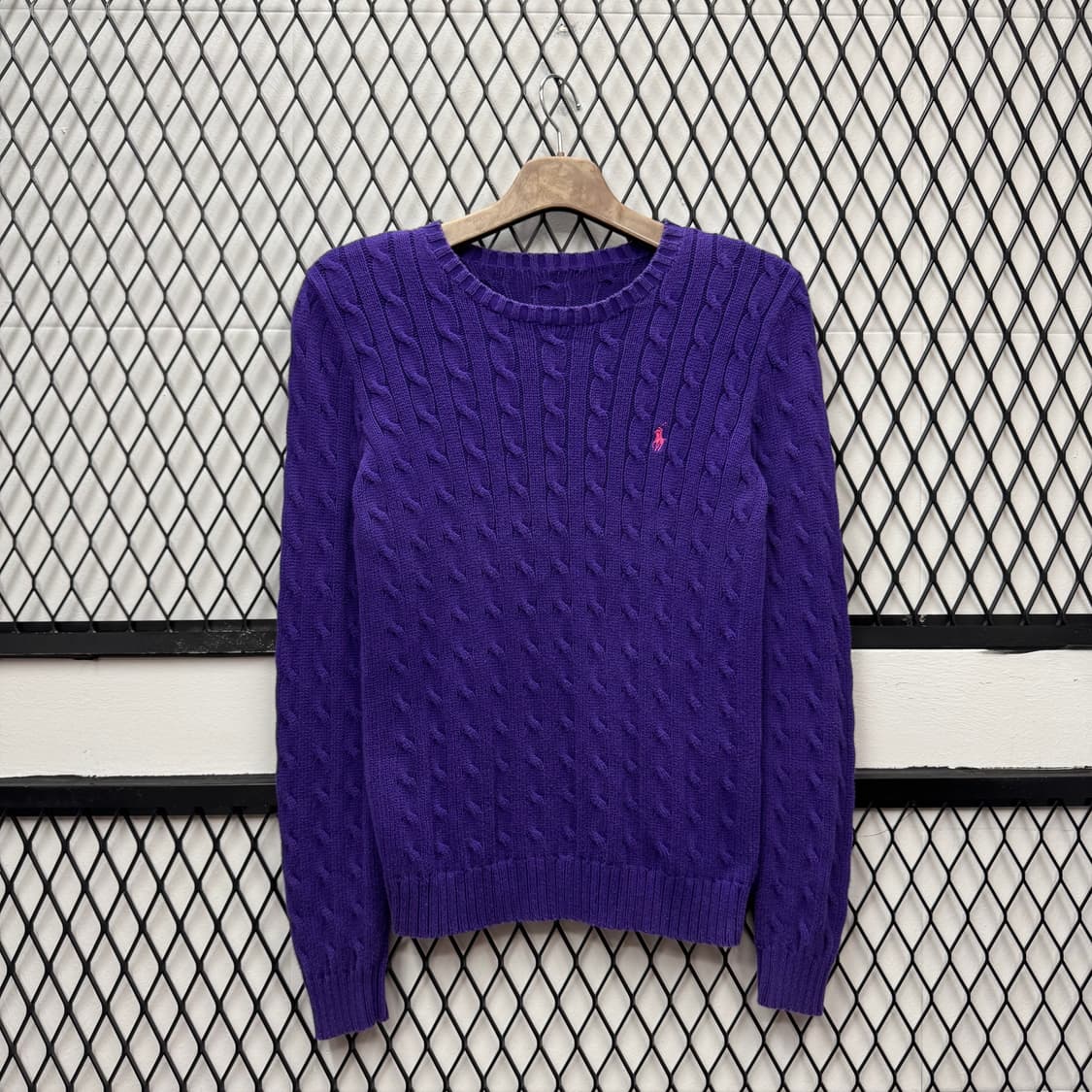 폴로 랄프로렌 케이블 니트 핑크 포니 포인트 퍼플 상품이미지1