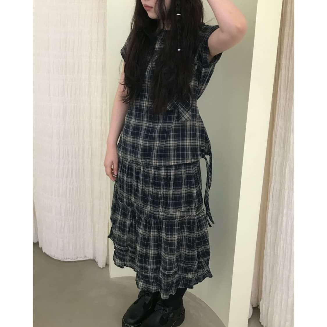 코이세이오 보우 블라우스 체크 상품이미지6