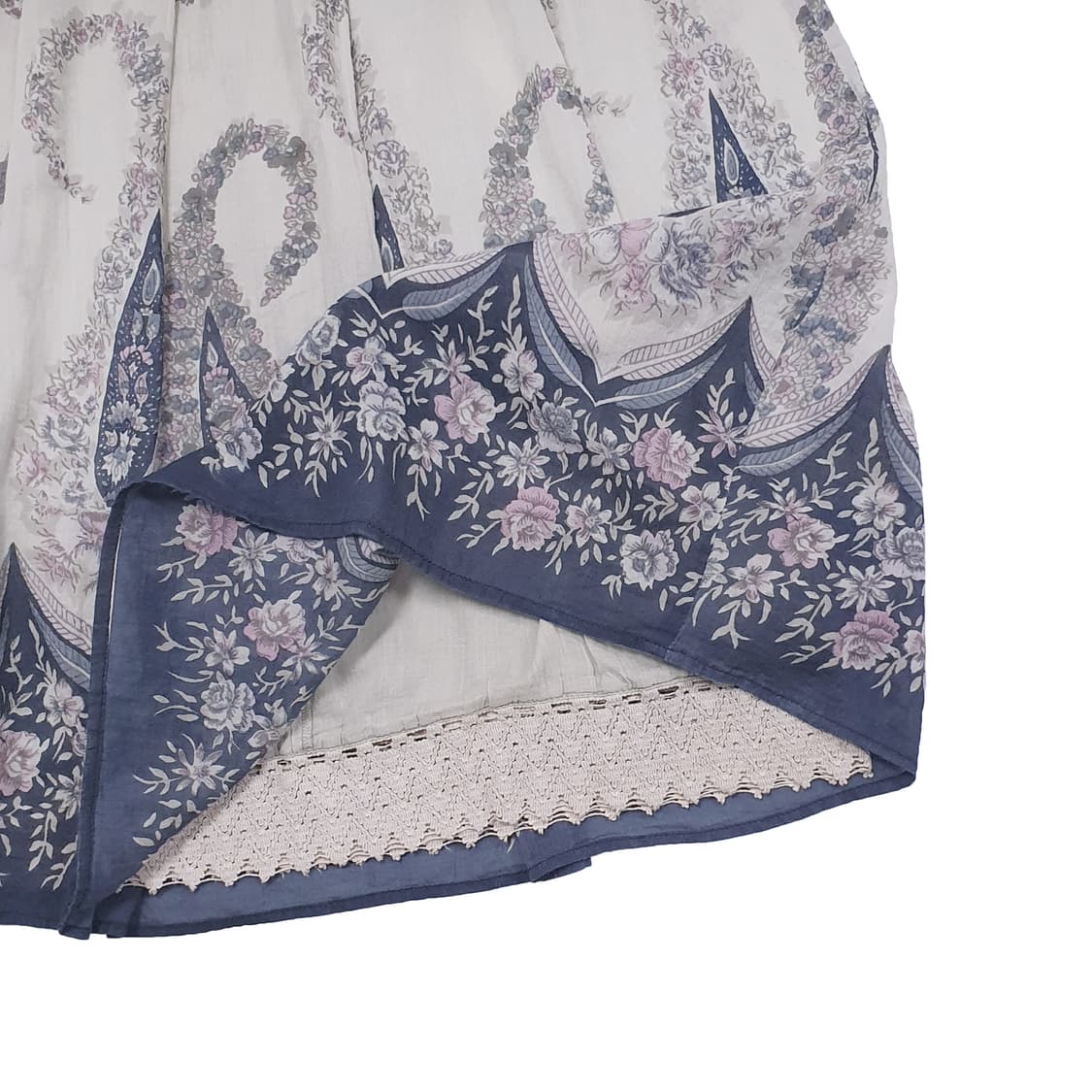 페이즐리 플라워 밴딩 코튼 미디-롱 스커트 상품이미지5