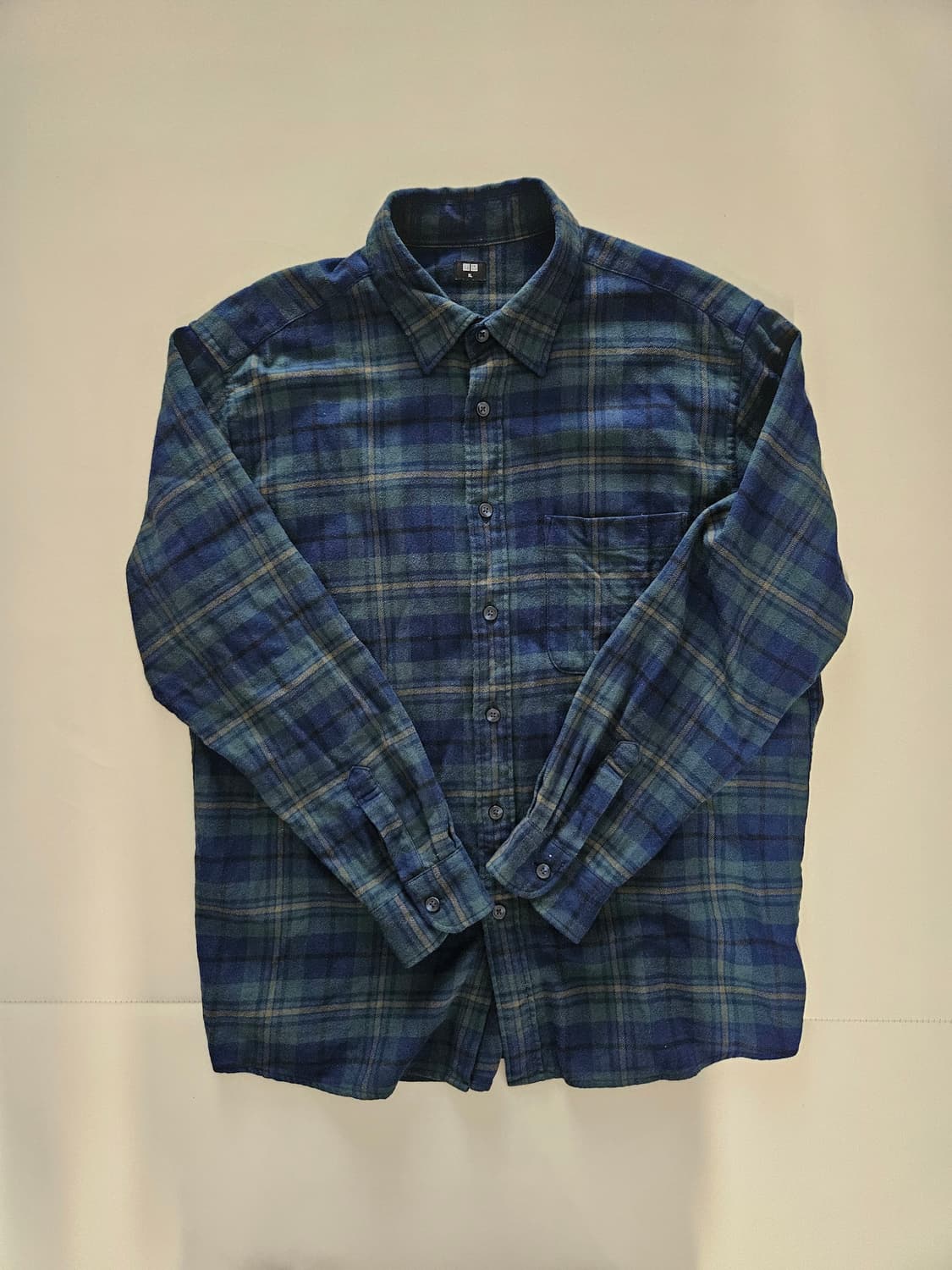 Uniqlo 유니클로 플란넬 체크셔츠 네이비/그린 XL 상품이미지1