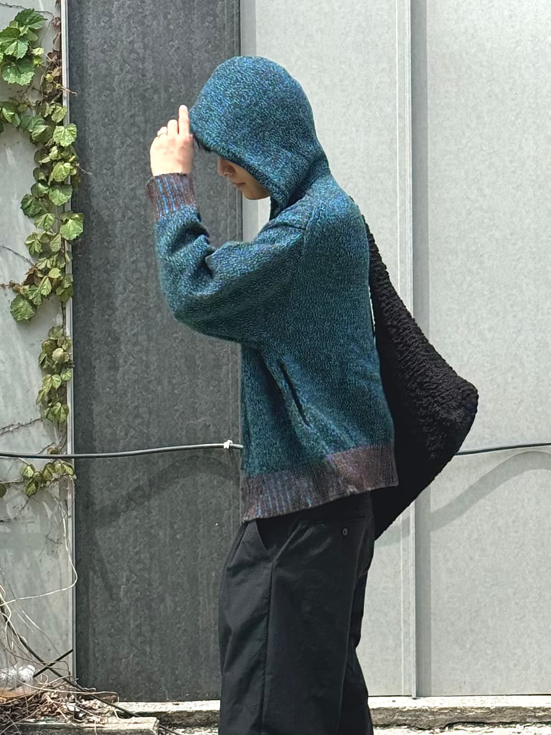 마르니 유니클로 믹스 컬러 얀 니트 후드 집업 (green) 상품이미지5