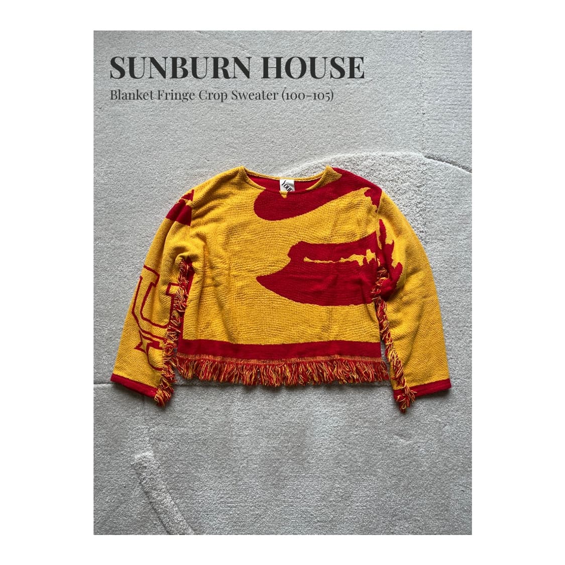SUNBURN HOUSE 블랭킷 프린지 크롭 스웨터 (100-105) 상품이미지1