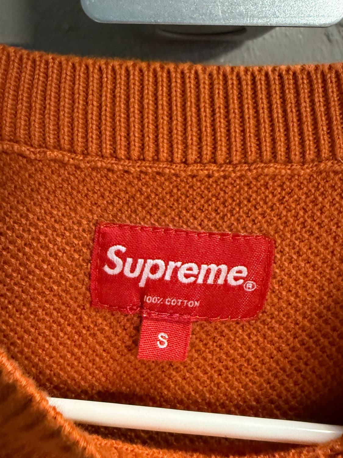 S 슈프림 SUPREME 센터 로고 코튼 니트 스웨터 오렌지 상품이미지6