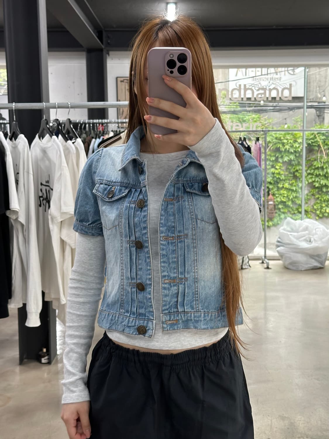 리즈리사 아일렛 포켓 반팔데님자켓 상품이미지1