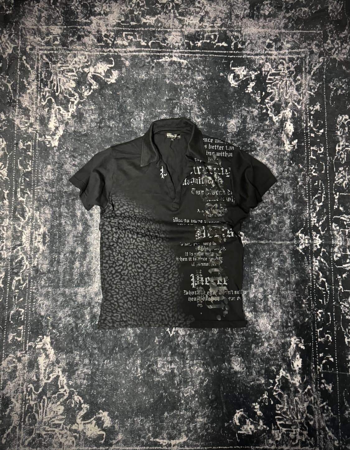 Printed Detail Black T-shirt 상품이미지1