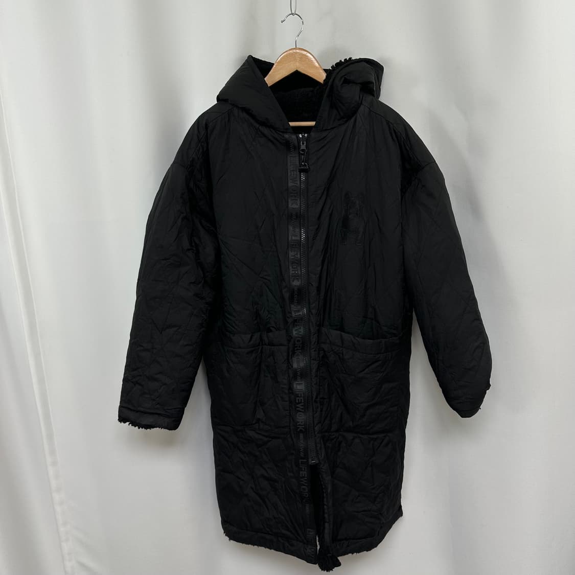  라이프워크 남성 양면 후드롱패딩 점퍼 검정 FREE 상품이미지5