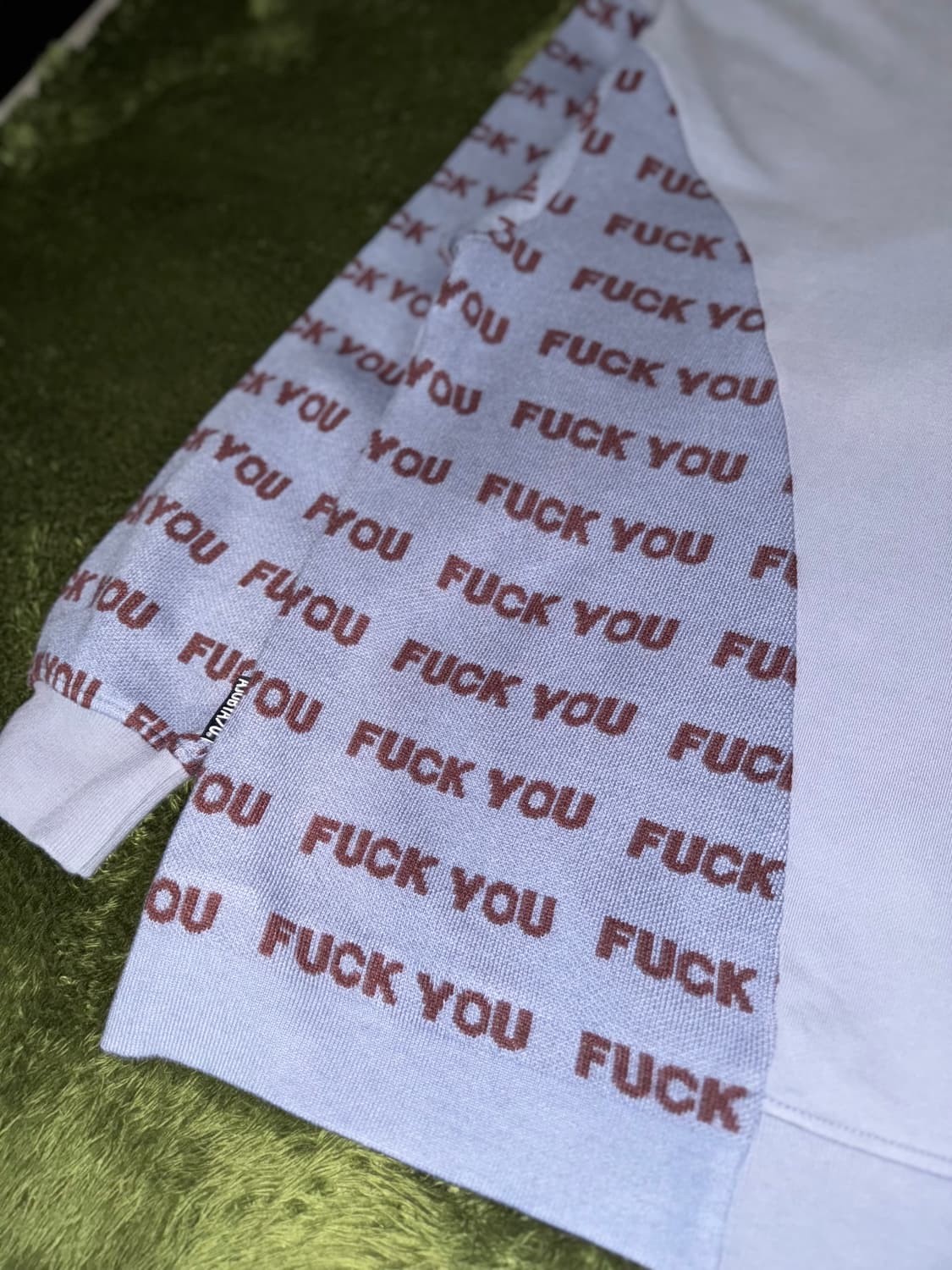 [XL] 아조바이아조 FUCK YOU 니트 믹스 스웻 셔츠 퍼플 상품이미지5