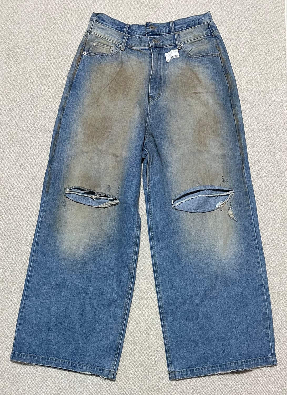 선데이오프클럽 더블웨이스트 디스트레스드 팬츠 상품이미지3