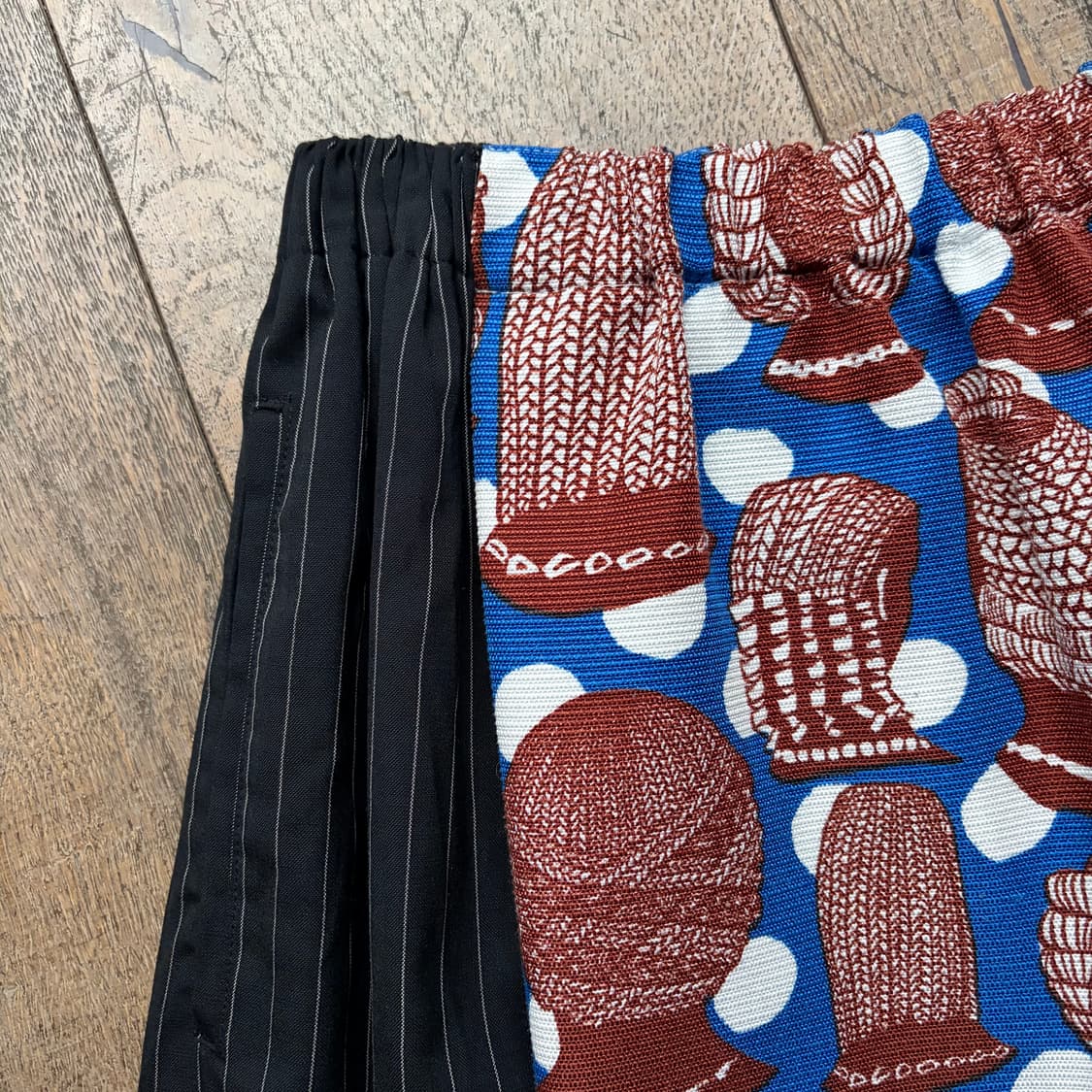 Pattern Stripe Docking Skirt Pants 상품이미지7