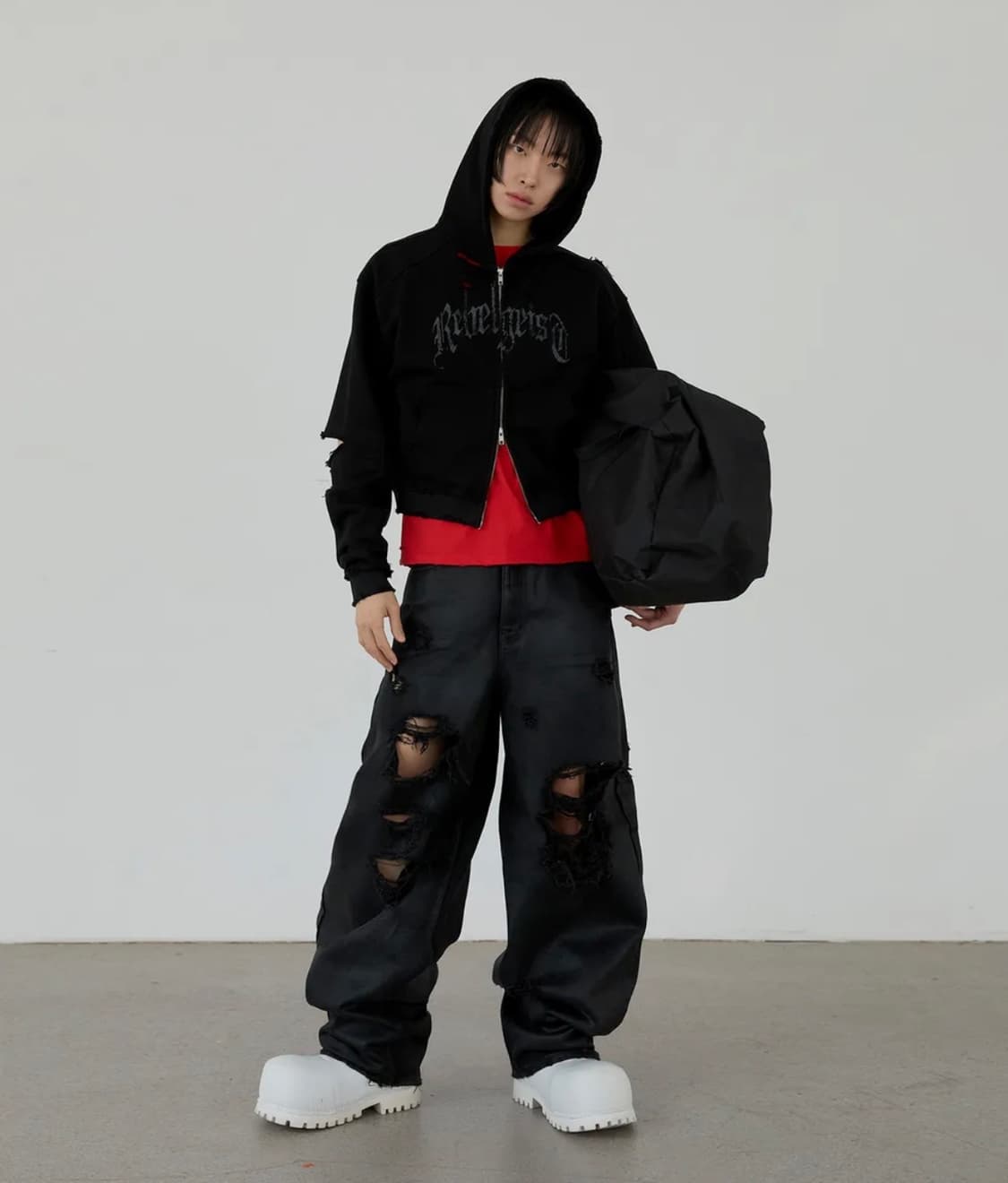 어나더유스 3 레이어드 디스트로이드 진 - 코티드 블랙 상품이미지3