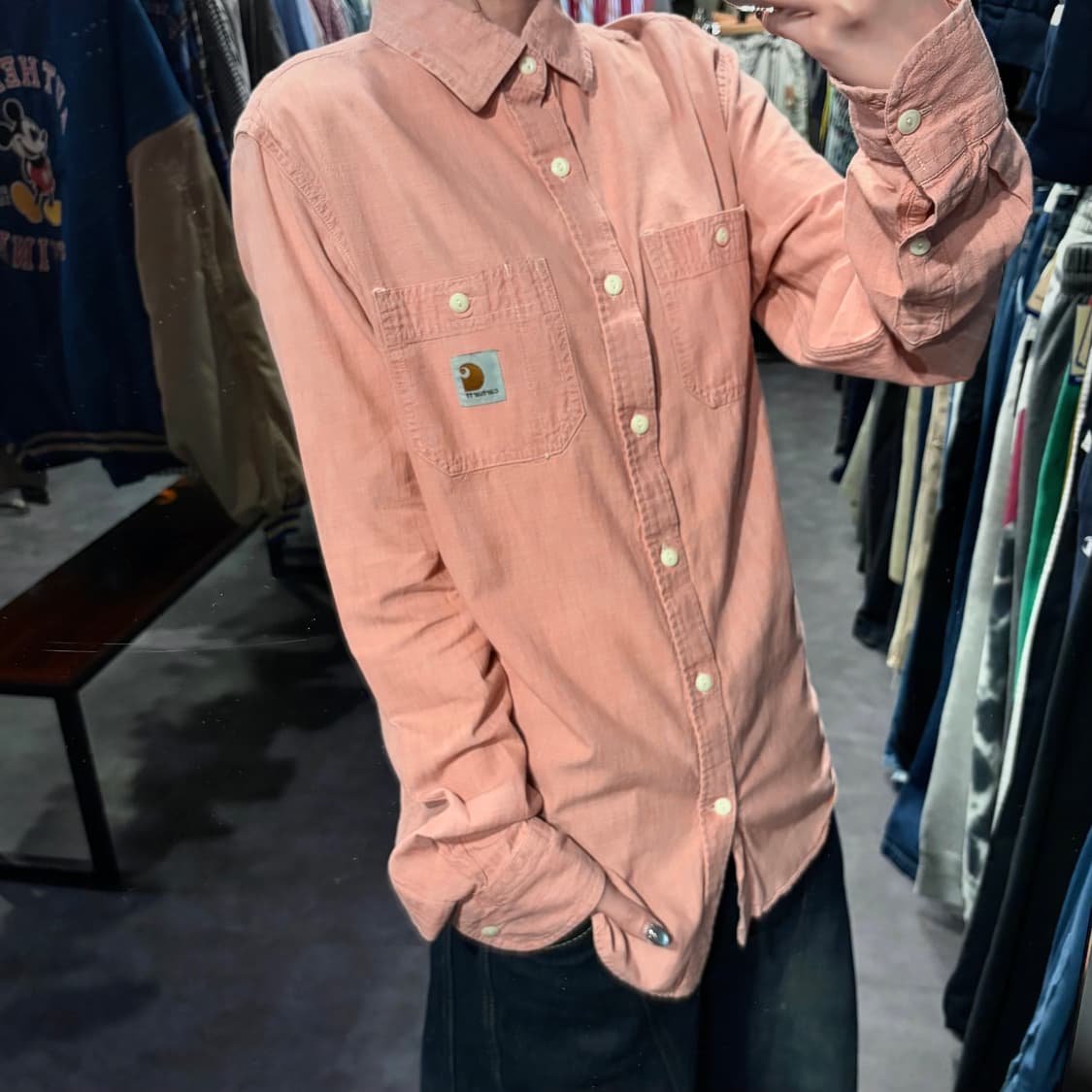 [IM] Carhartt 칼하트 린넨 셔츠 코랄 핑크 상품이미지4