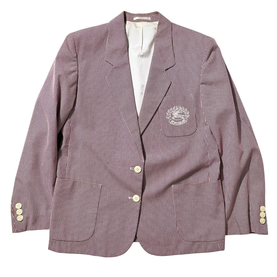 버버리 크레스트 로고 포켓 깅엄 체크 싱글 블레이저 상품이미지1