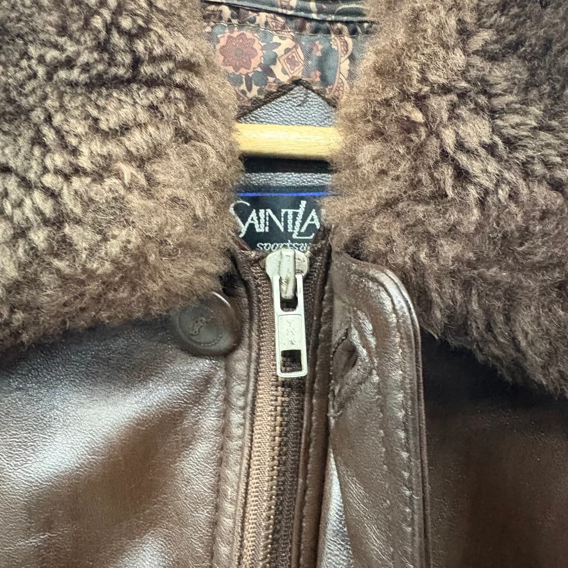 입생로랑 브라운 가죽 무스탕 자켓 남L 상품이미지4