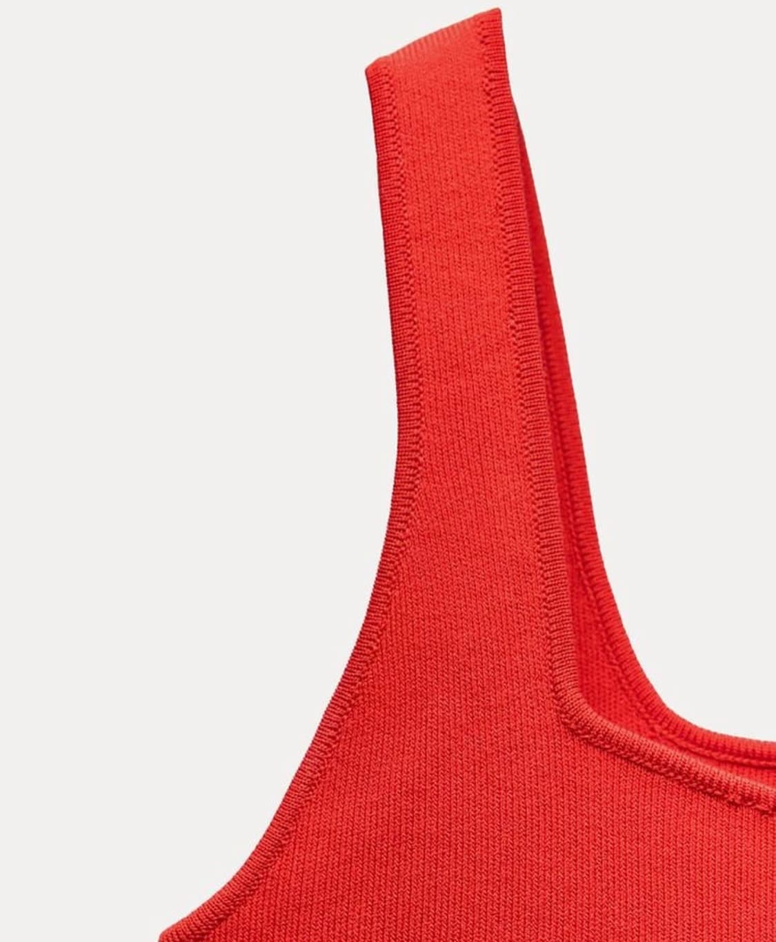 ZARA 자라 플레인 니트 크롭 탑 레드, 자라 니트 나시 상품이미지5