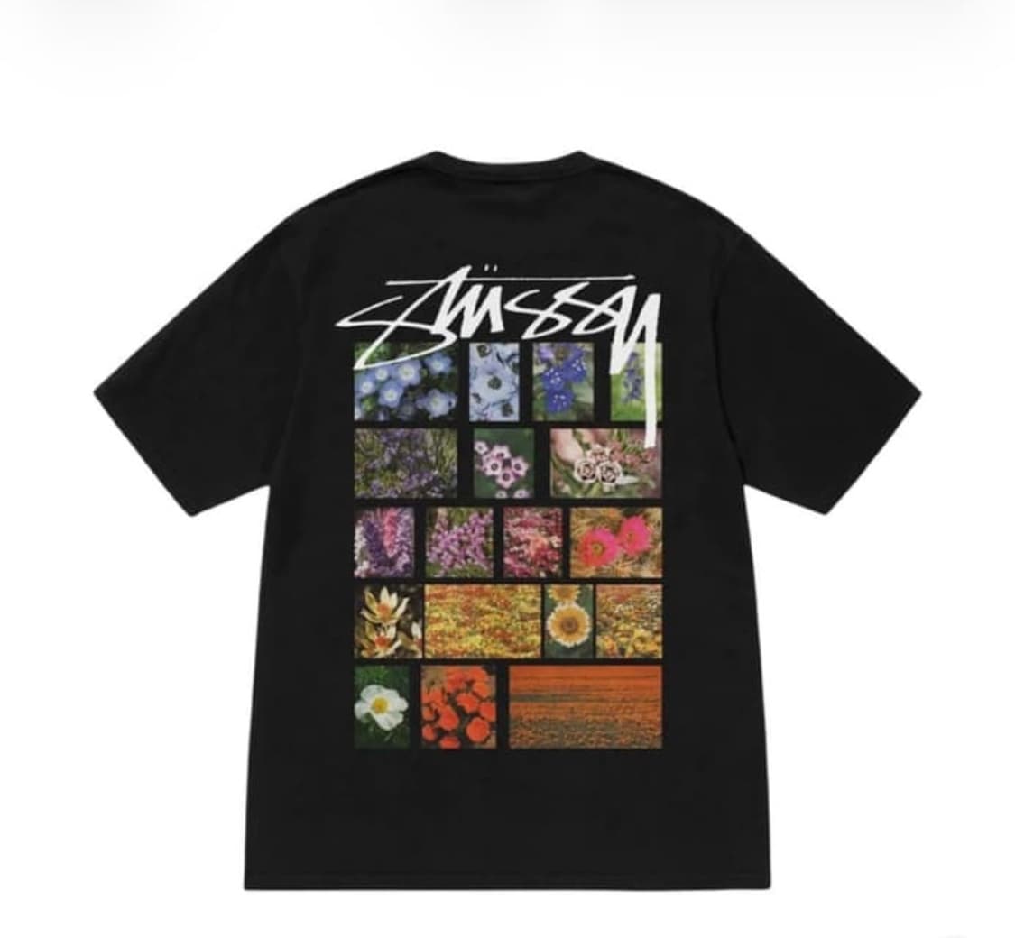 스투시 플라워 그리드 피그먼트 다이드 티셔츠 블랙 상품이미지2