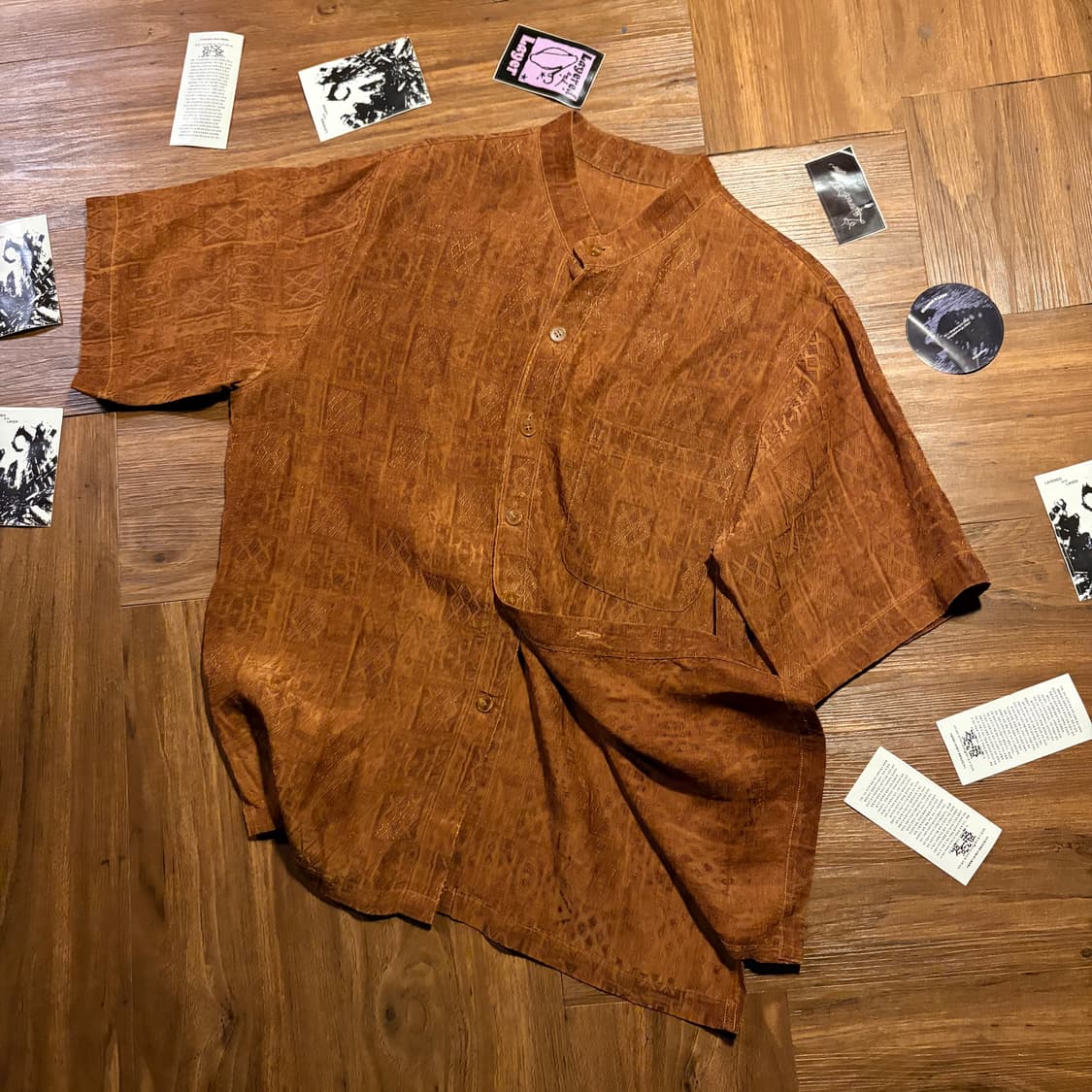 ORIENTAL BROWN LINEN JACQUARD SHIRT 상품이미지7