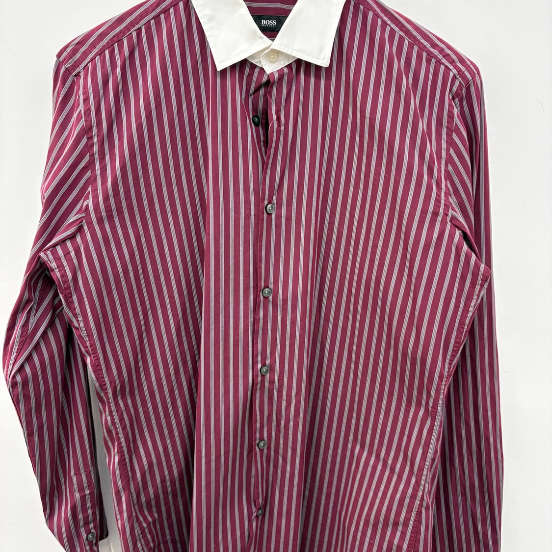 BOSS 버건디 스트라이프 셔츠 남성 M 상품이미지2