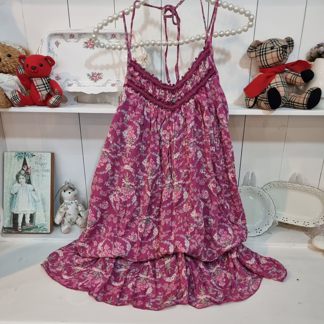 axes femme(엑스팜므) 로즈베리 플라워 쉬폰 원피스 상품이미지7