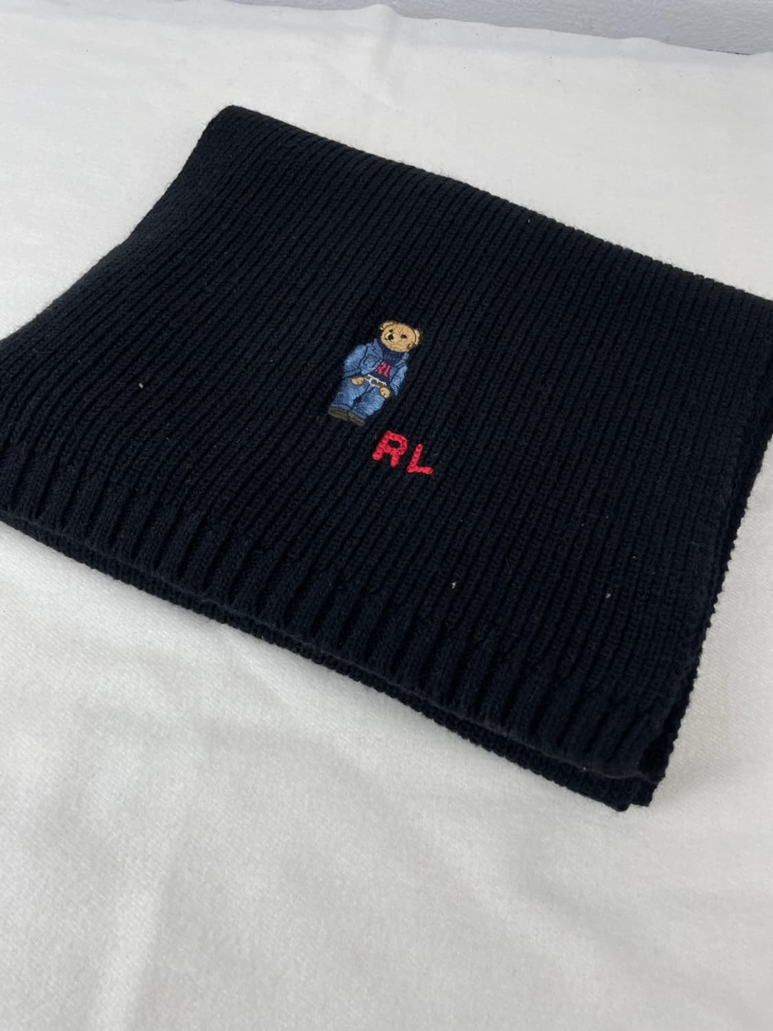 폴로 랄프로렌  블랙 베어 로고 니트 머플러 목도리 상품이미지1