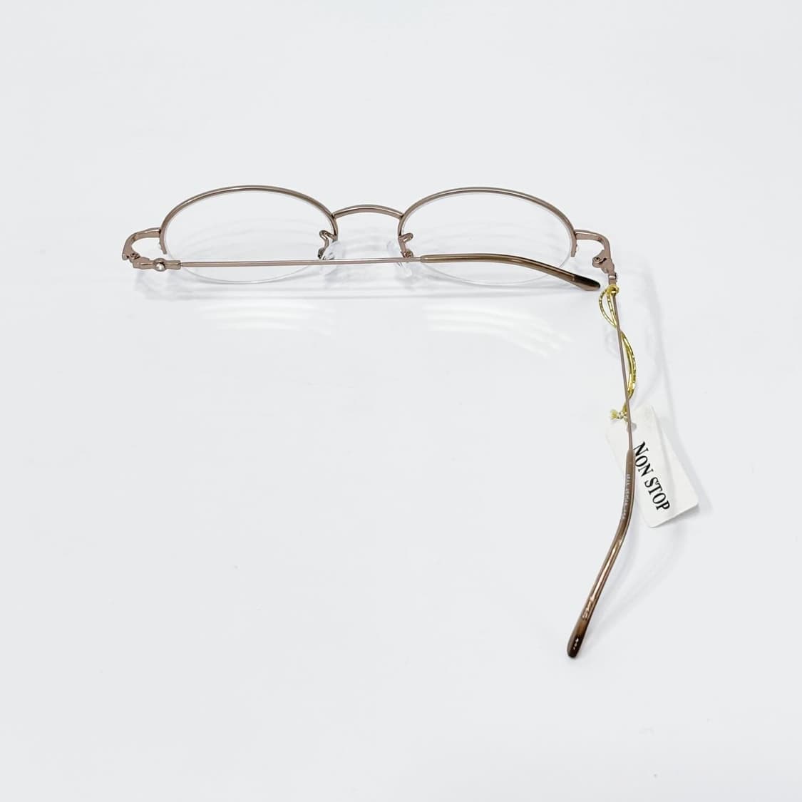Nonstop 핑크베이지 큐빅 반무테 데드스탁 빈티지안경 상품이미지4