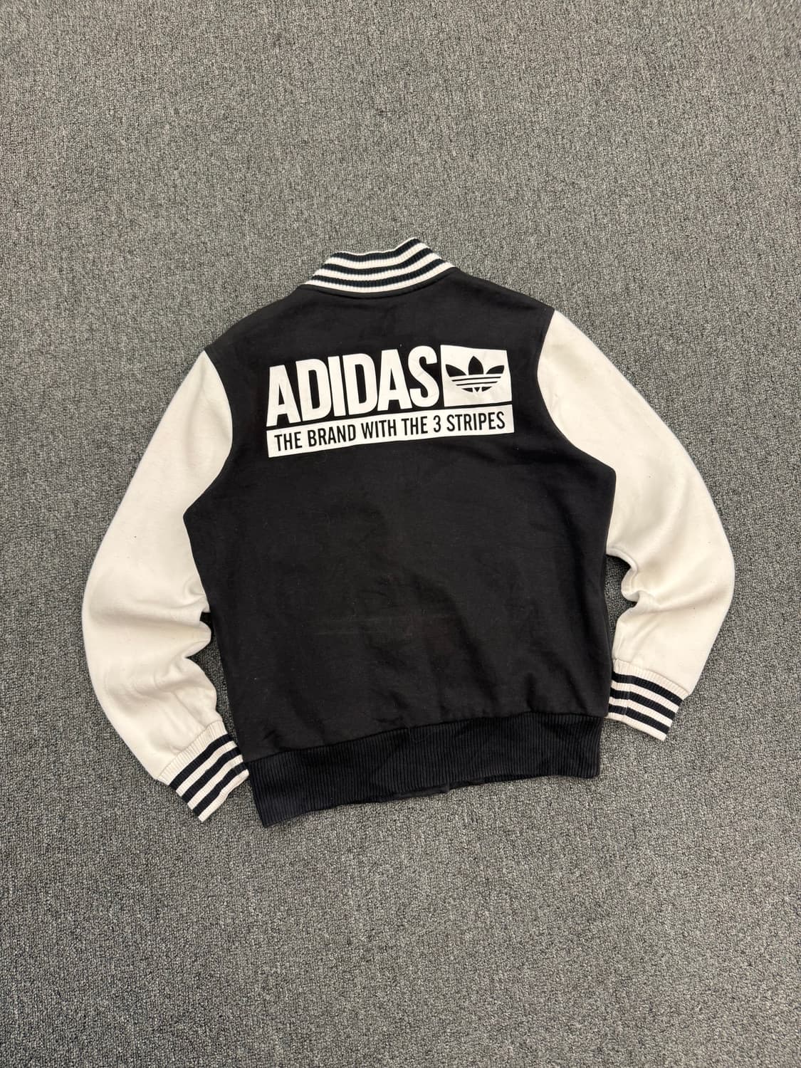 L)아디다스 빈티지  블랙 화이트 코튼 바시티 자켓 상품이미지5